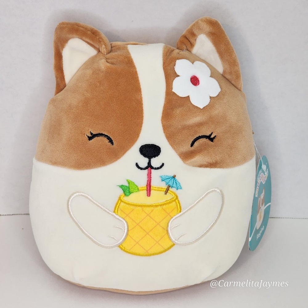 REGINA 🐶 Corgi Dog w Pina Colada Drink Original Squishmallow ☆》NWT《☆